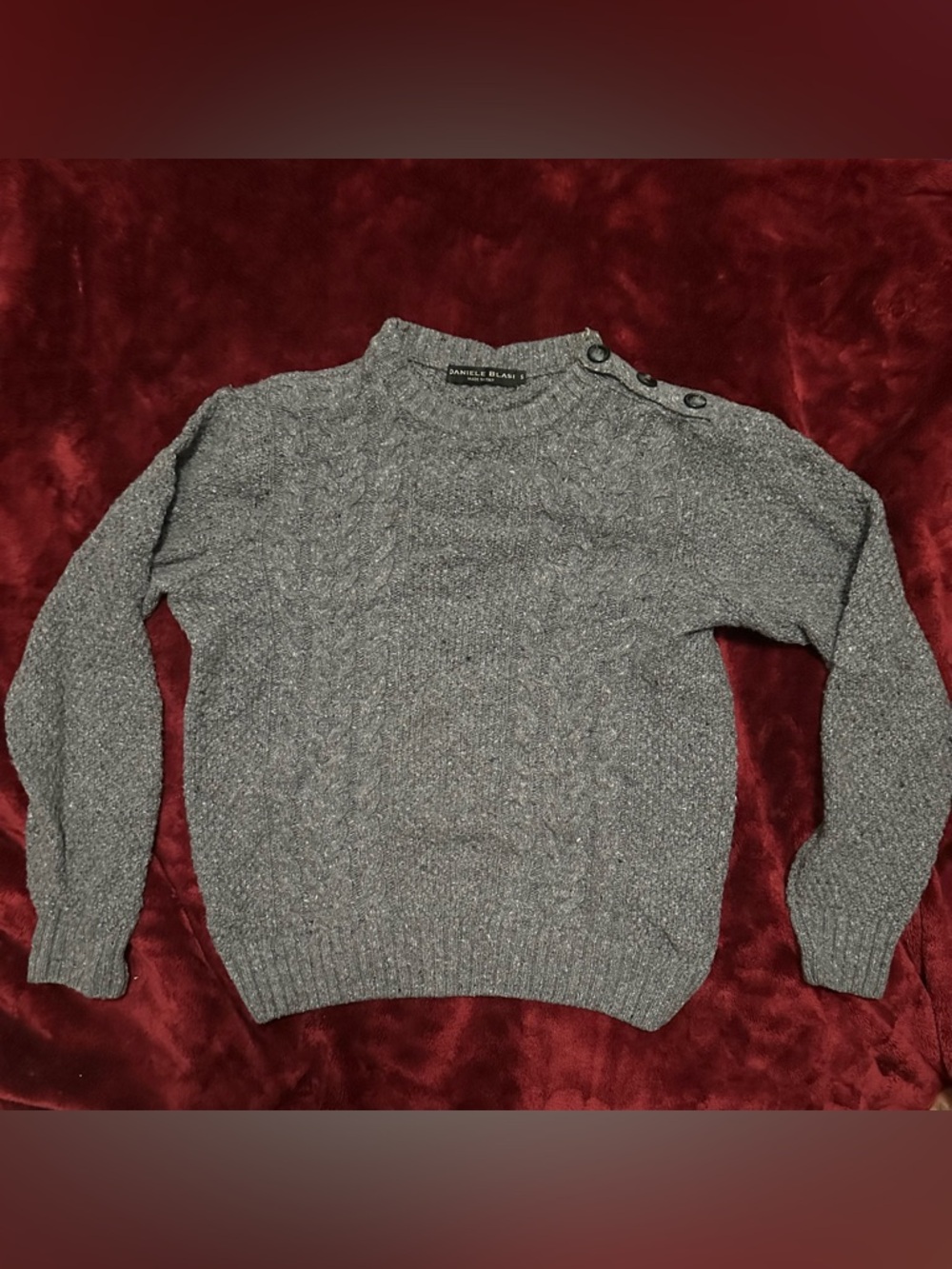 Daniel Hechter Men's Gray Cable Knit Button-Shoulder Sweater